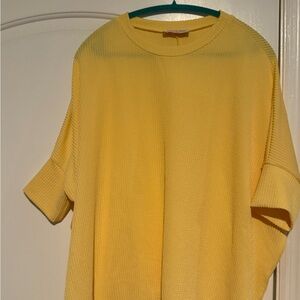 Yellow Textured Short Sleeve Top